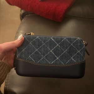 Chanel Gabrielle Denim Leather Shoulder Bag Blue